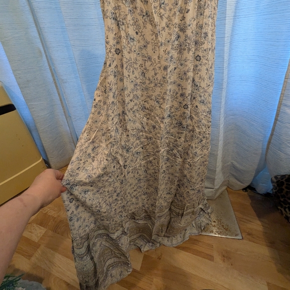 Lovestitch Blue & Tan Spaghetti Strap Maxi Dress - Picture 4 of 6